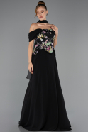 Abendkleid Lang Chiffon Schwarz ABU6588