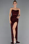 Abschlusskleid Lang Schuppig Weinrot ABU6218