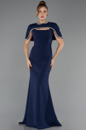 Abendkleid im Meerjungfrau-Stil Lang Marineblau ABU6591