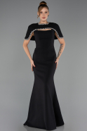Abendkleid im Meerjungfrau-Stil Lang Schwarz ABU6591