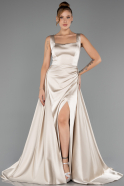 Abschlusskleid Lang Satin Beige ABU6572