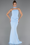 Abendkleid im Meerjungfrau-Stil Lang Eisblau ABU6575