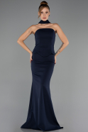 Abendkleid im Meerjungfrau-Stil Lang Marineblau ABU6575