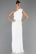 Abendkleid Lang Chiffon Weiß ABU6593