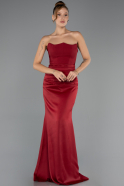 Abschlusskleid Lang Satin Weinrot ABU6624