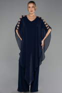 Kleider in Großen Größen Chiffon Marineblau ABT080