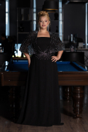 Kleider in Großen Größen Lang Chiffon Schwarz ABU6529