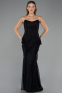 Abendkleid im Meerjungfrau-Stil Lang Spitze Schwarz ABU6621