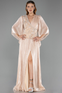 Abendkleid in Übergröße Lang Chiffon Beige ABU6619