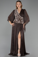 Abendkleid in Übergröße Lang Chiffon Braun ABU6619
