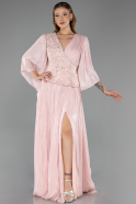 Abendkleid in Übergröße Lang Chiffon Puder ABU6619