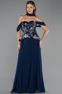 Abendkleid Lang Chiffon Marineblau ABU6612
