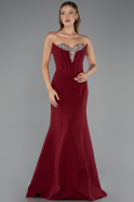 Abendkleid im Meerjungfrau-Stil Lang Weinrot ABU6526