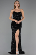 Abendkleid Lang Schuppig Schwarz ABU6613