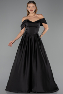 Abendkleid Lang Satin Schwarz ABU6617
