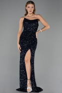 Abendkleid Lang Schuppig Marineblau ABU6613