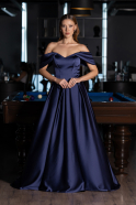 Abendkleid Lang Satin Marineblau ABU6617