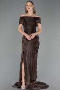 Kleider in Großen Größen Lang Chiffon Braun ABU6604
