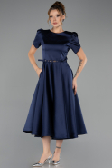 Partykleid Midi Satin Marineblau ABK2699