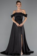 Abendkleid Lang Satin Schwarz ABU6638