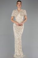 Abendkleid Lang Schuppig Beige ABU6641