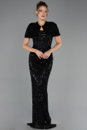 Abendkleid Lang Schuppig Schwarz ABU6641