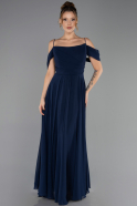 Abendkleid in Übergröße Lang Chiffon Marineblau ABU6646