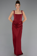 Abendkleid Lang Satin Weinrot ABU6649
