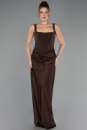 Abendkleid Lang Satin Braun ABU6649