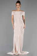 Abschlusskleid Lang Chiffon Beige ABU6581