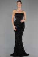 Abendkleid Lang Spitze Schwarz ABU6656