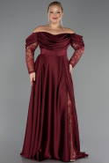 Weinrot Kleider İn Großen Größen Satin Lang ABU5261