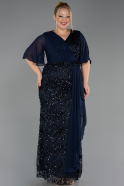 Abendkleid in Übergröße Lang Schuppig Marineblau ABU6373