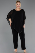 Einladungskleid In Übergröße Chiffon Schwarz ABT139