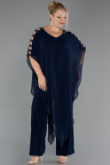 Kleider in Großen Größen Chiffon Marineblau ABT080