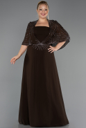 Kleider in Großen Größen Lang Chiffon Braun ABU6529