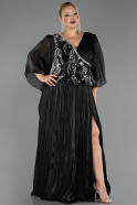 Abendkleid in Übergröße Lang Chiffon Schwarz ABU6619