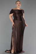 Kleider in Großen Größen Lang Chiffon Braun ABU6604