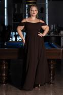 Abendkleid in Übergröße Lang Chiffon Braun ABU6646