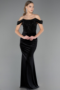 Abendkleid Lang Samt Schwarz ABU6664
