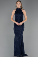 Abendkleid Lang Spitze Marineblau ABU6084