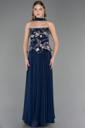 Abendkleid Lang Chiffon Marineblau ABU6665