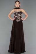 Abendkleid Lang Chiffon Braun ABU6665