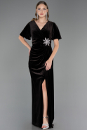 Langes Abendkleid aus Samt in Übergröße Lang Samt Braun ABU4317