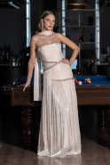 Abendkleid Lang Chiffon Beige ABU6681