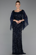 Abendkleid in Übergröße Lang Marineblau ABU6687
