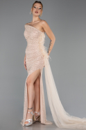 Abendkleid Lang Steinbesetzt Gold ABU6691