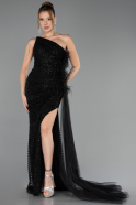 Abendkleid Lang Steinbesetzt Schwarz ABU6691
