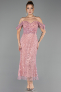 Partykleid Midi Perlenbesetzt Puder ABK2705