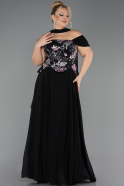 Abendgarderobe in Großen Größen Lang Chiffon Schwarz ABU6717